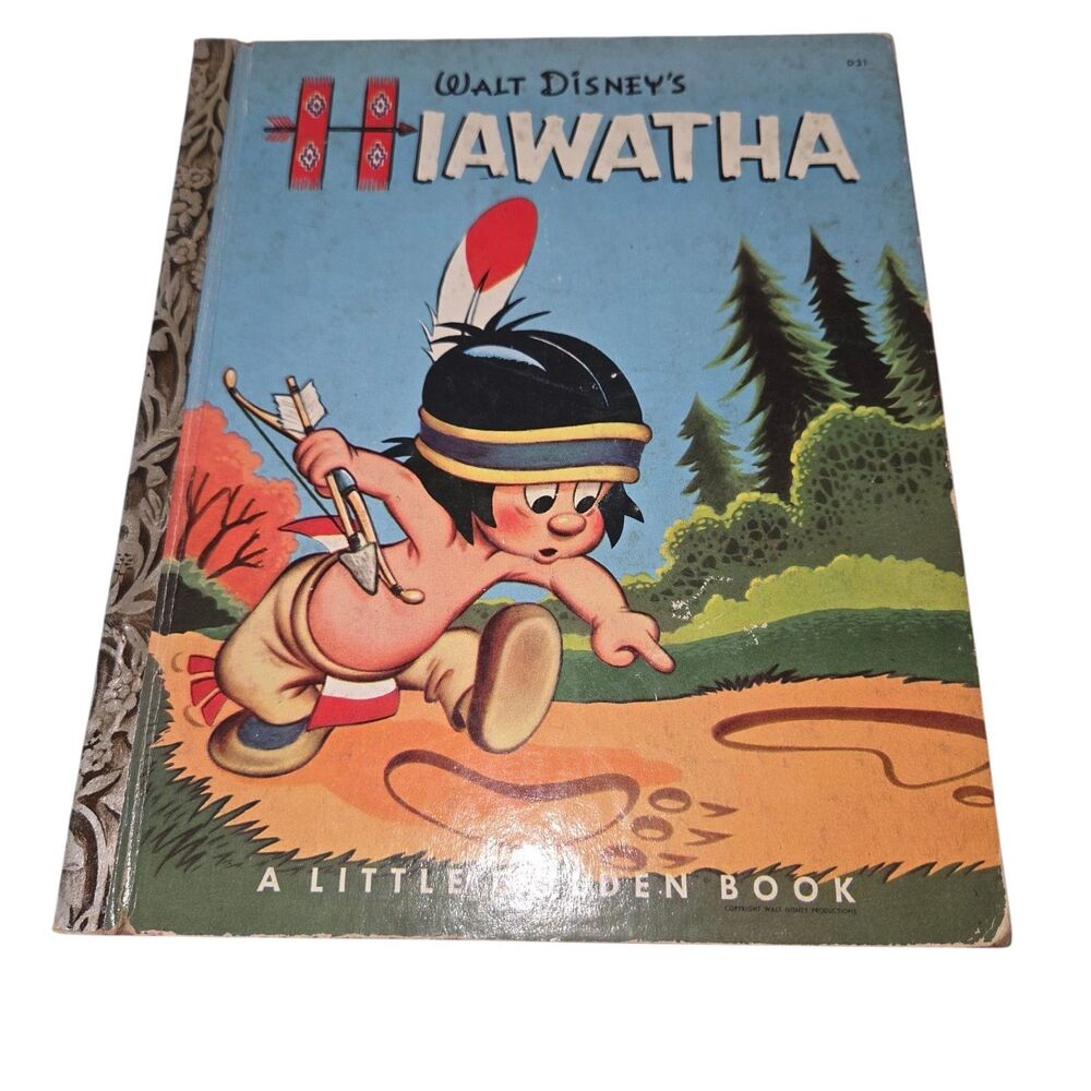 Vintage 1953 Walt Disney's Hiawatha Little Golden Book D31 First A Printing EUC